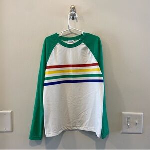 Hanna Andersson Striped Rash Guard Top in size 140 or US 10 green and white